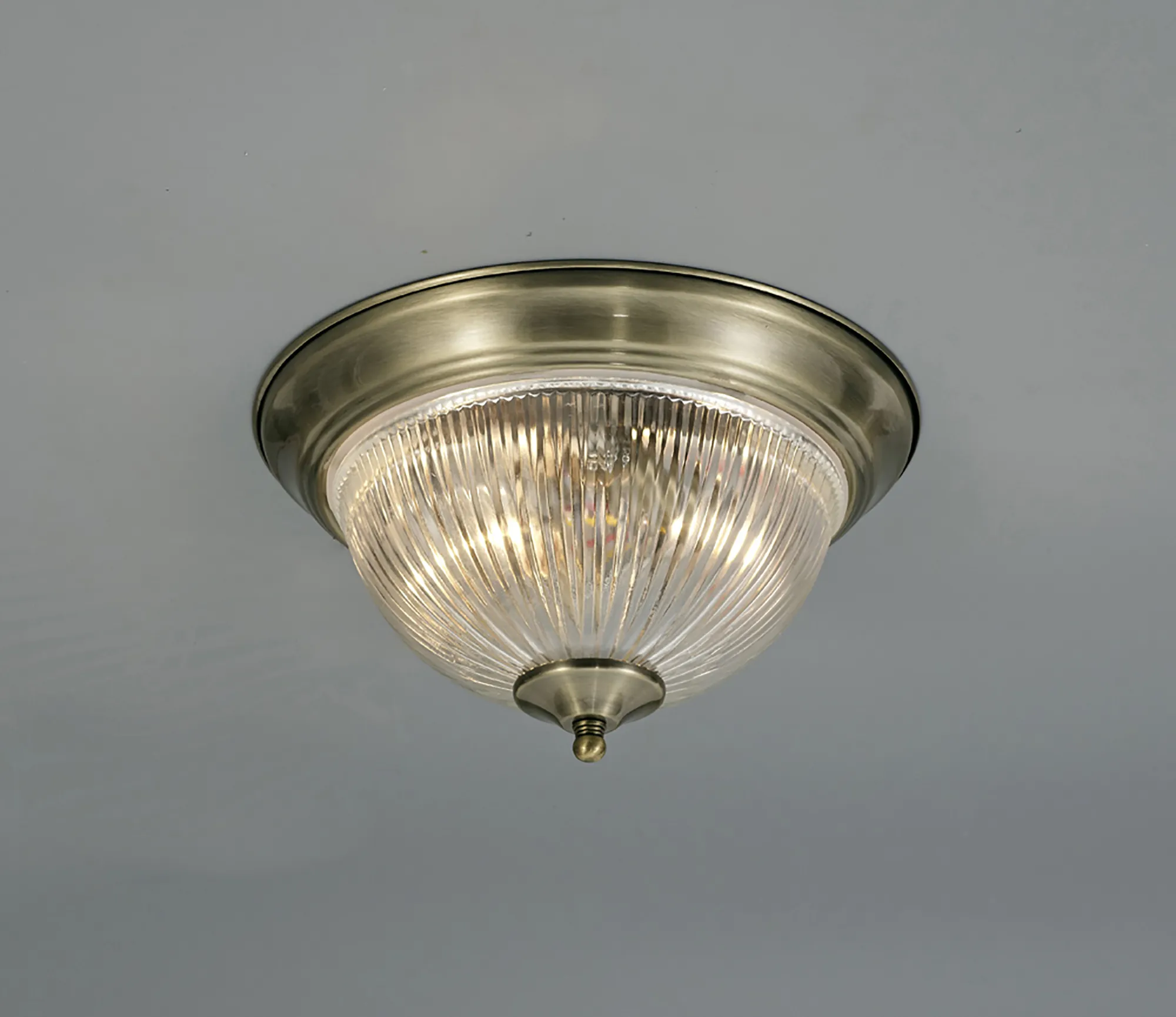 Macy Glass IP44 Flush Ceiling 2 Light Antique Brass D0405  Deco Macy